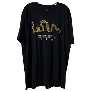Zero Foxtrot Men's 2XL Black T-Shirt " Join Or Get Stacked" Yellow Snake Design